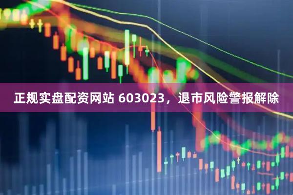 正规实盘配资网站 603023，退市风险警报解除