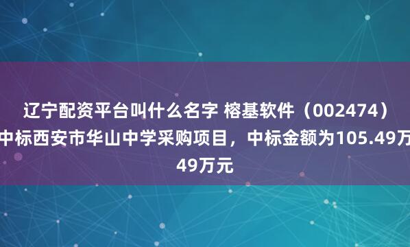 辽宁配资平台叫什么名字 榕基软件（002474）：中标西安市华山中学采购项目，中标金额为105.49万元